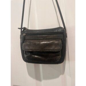 Fossil Vintage Black Small Leather Crossbody Purse Shoulder Handbag